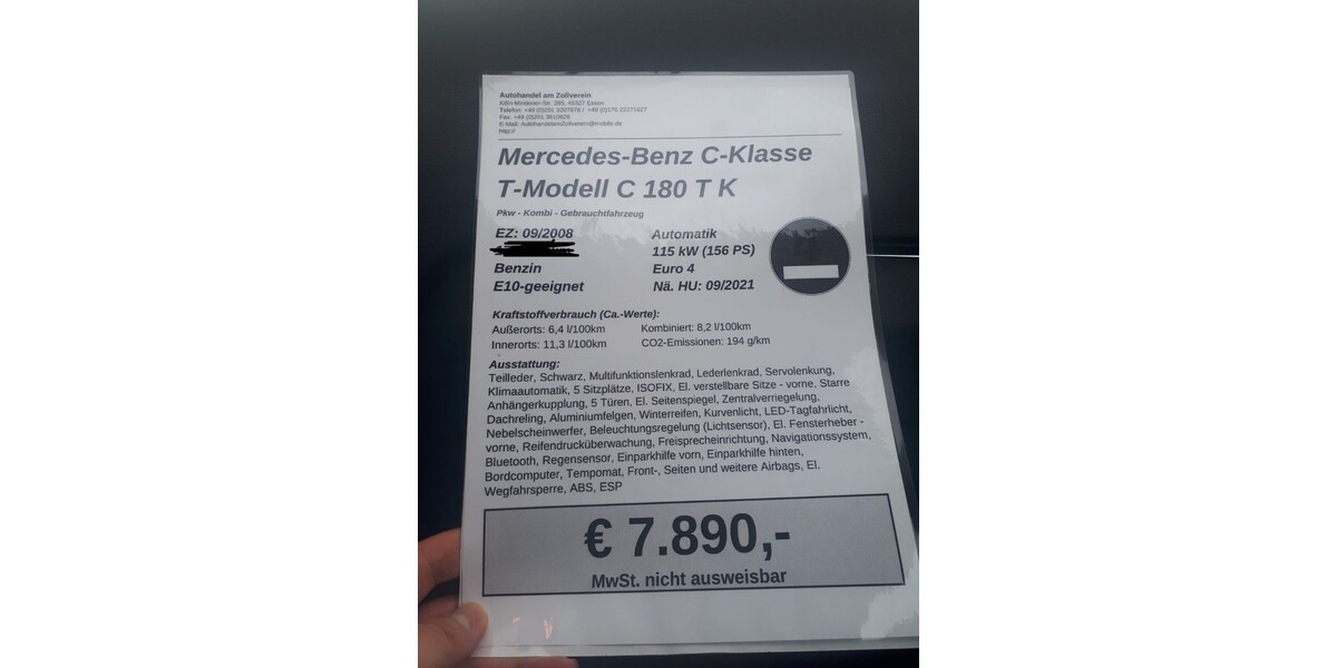 Mercedes-Benz C 180 200.000 km 7.890 &euro; Duisburg 47051