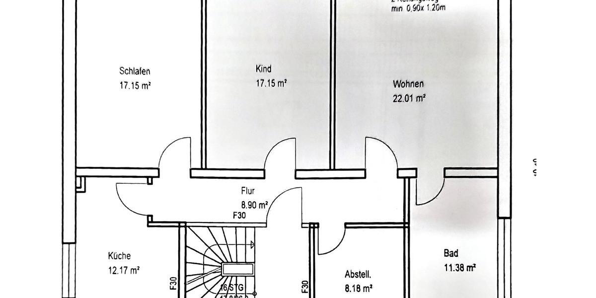 Etagenwohnung Wesel Bislich - 3 Zimmer, 102 m&sup2;, 1.020&euro; | Angebot:25753591