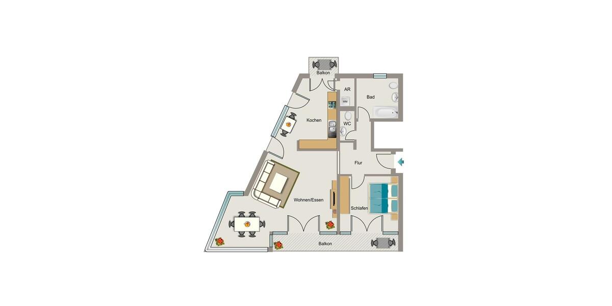 Etagenwohnung Essen Stadtbezirk II - 2.5 Zimmer, 91 m&sup2;, 1.136&euro; | Angebot:24472520