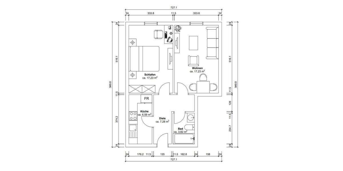 Etagenwohnung Essen Rüttenscheid - 2 Zimmer, 53 m&sup2;, 205.000&euro; | Angebot:26805131
