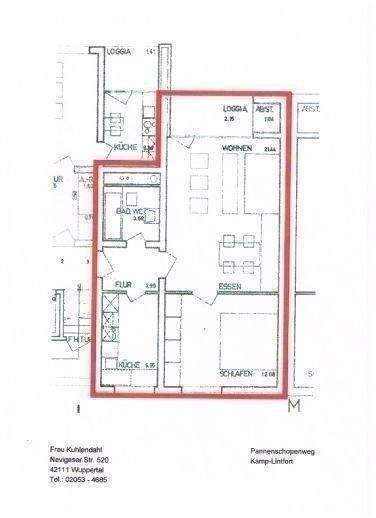 Etagenwohnung Kamp-Lintfort Geisbruch - 2 Zimmer, 51 m&sup2;, 535&euro; | Angebot:26127834