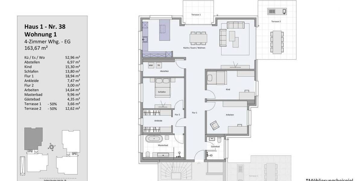 Etagenwohnung Essen / Bredeney Bredeney - 4 Zimmer, 163 m&sup2;, 3.110&euro; | Angebot:25926826