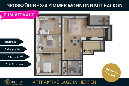 Wohnung Herten - 4 Zimmer, 114 m&sup2;, 159.000&euro; | Angebot:25771767