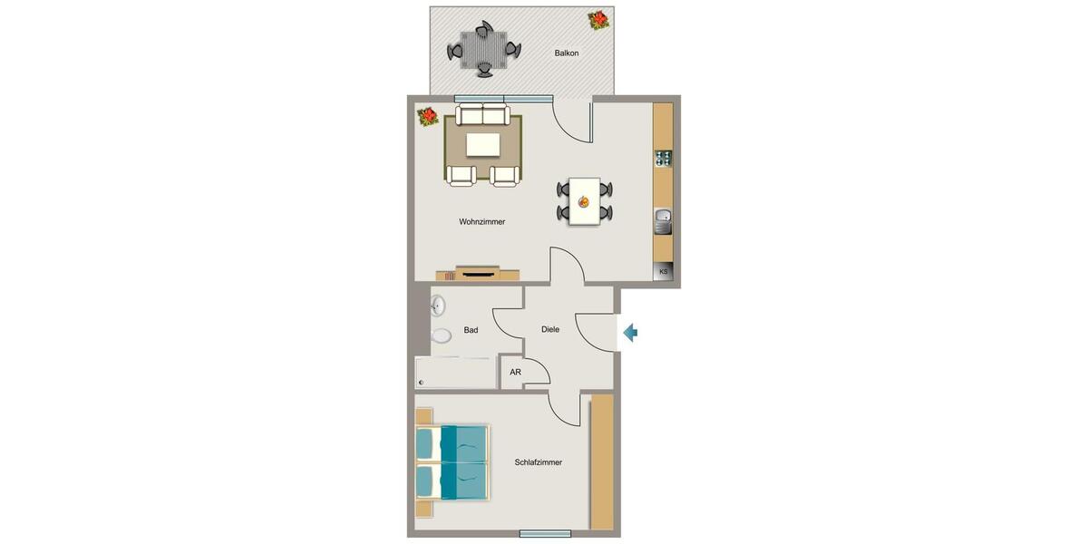 Erdgeschoßwohnung Gelsenkirchen Gelsenkirchen-Mitte - 2.5 Zimmer, 40 m&sup2;, 256&euro; | Angebot:26139312