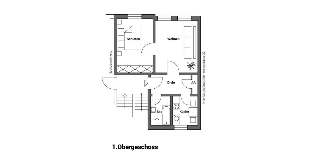 Etagenwohnung Essen Stadtbezirk III - 2 Zimmer, 47 m&sup2;, 415&euro; | Angebot:25541286