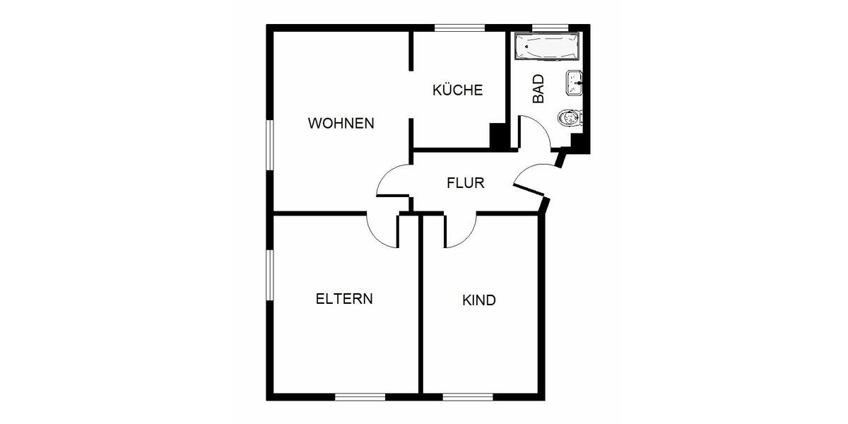 Erdgeschoßwohnung Gelsenkirchen Gelsenkirchen-Nord - 3 Zimmer, 54 m&sup2;, 399&euro; | Angebot:21355416