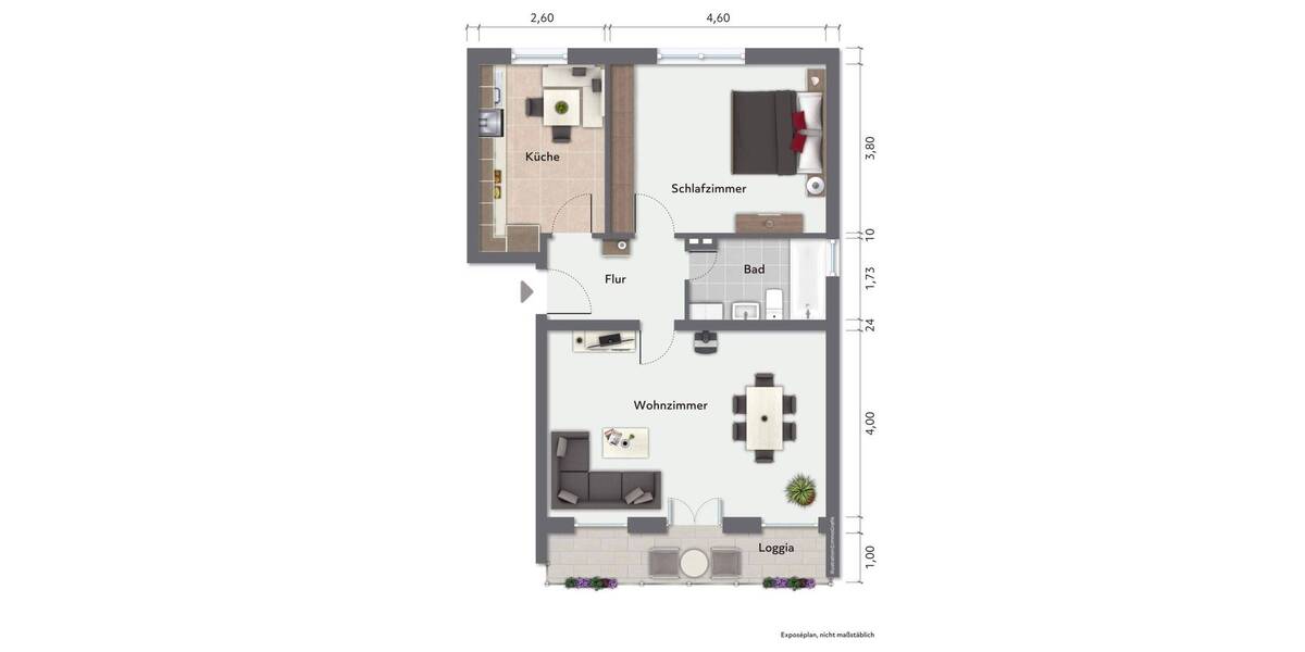Etagenwohnung Krefeld Bockum - 2 Zimmer, 63 m&sup2;, 228.000&euro; | Angebot:26142474