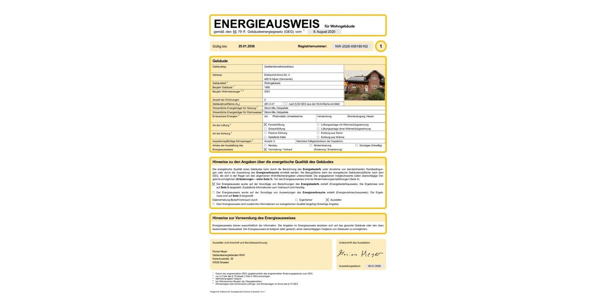 Doppelhaushälfte Alpen - 8 Zimmer, 222 m&sup2;, 599.000&euro; | Angebot:25156551