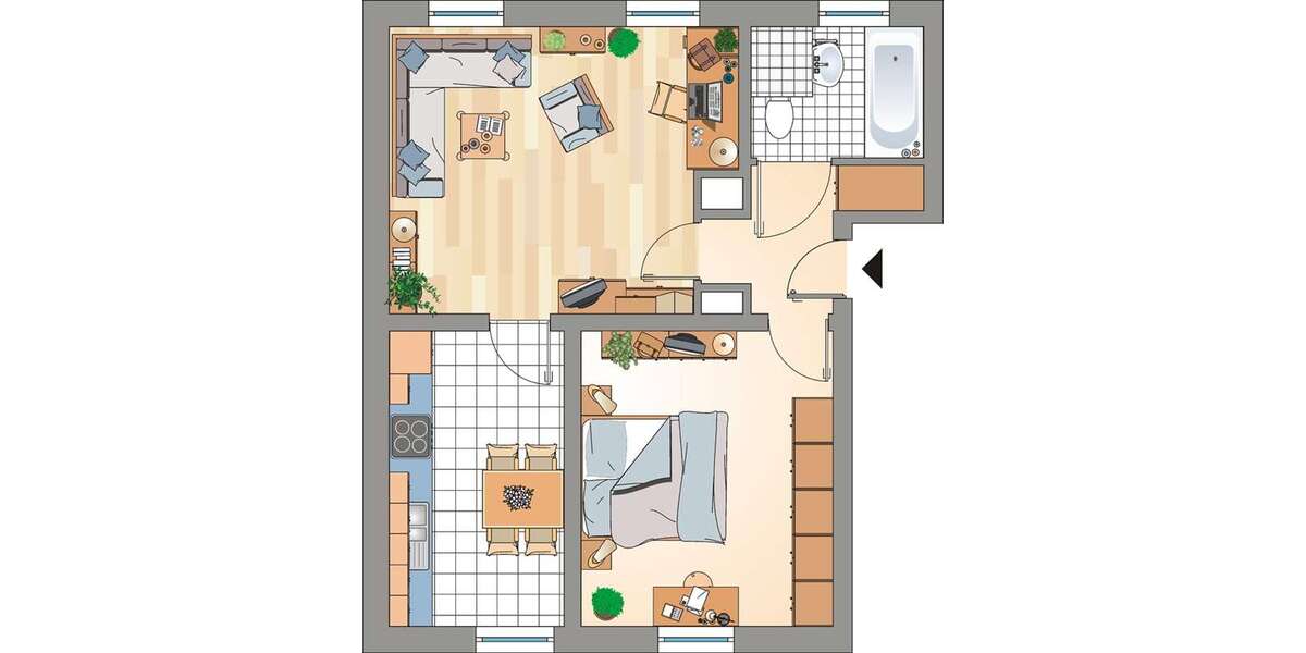 Etagenwohnung Gelsenkirchen Resser Mark - 2.5 Zimmer, 52 m&sup2;, 389&euro; | Angebot:26273333