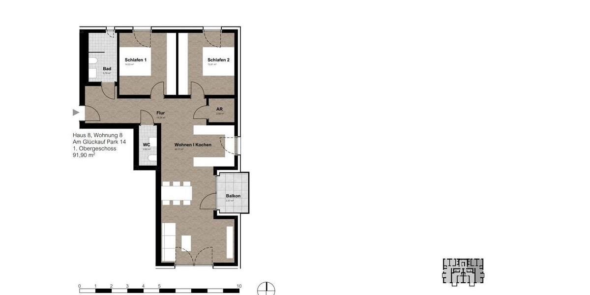 Etagenwohnung Gelsenkirchen Gelsenkirchen-Nord - 3 Zimmer, 92 m&sup2;, 1.010&euro; | Angebot:25853471