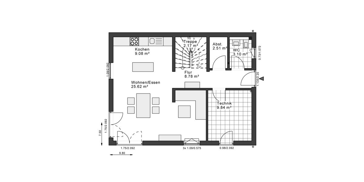 Einfamilienhaus Essen Stadtbezirk IV - 3 Zimmer, 120 m&sup2;, 1.243&euro; | Angebot:24391887
