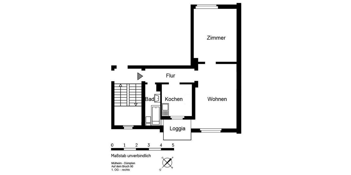 Etagenwohnung Mülheim an der Ruhr Dümpten - 2 Zimmer, 48 m&sup2;, 498&euro; | Angebot:26272880