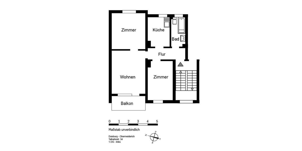 Etagenwohnung Duisburg Mittelmeiderich - 3 Zimmer, 56 m&sup2;, 479&euro; | Angebot:25416428