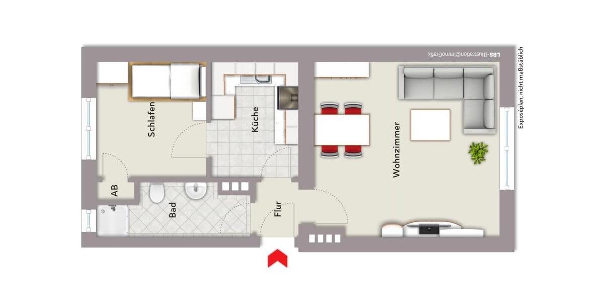 Erdgeschoßwohnung Gelsenkirchen Gelsenkirchen-Mitte - 2 Zimmer, 46 m&sup2;, 415&euro; | Angebot:25891388