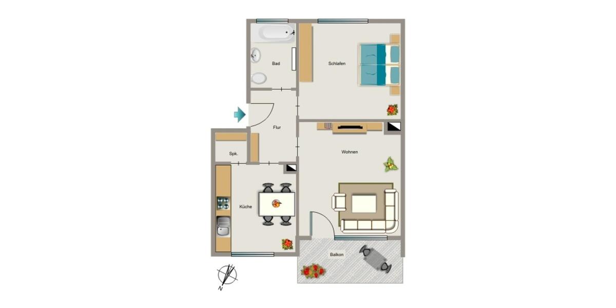 Etagenwohnung Bottrop Batenbrock - 2.5 Zimmer, 56 m&sup2;, 439&euro; | Angebot:26630931
