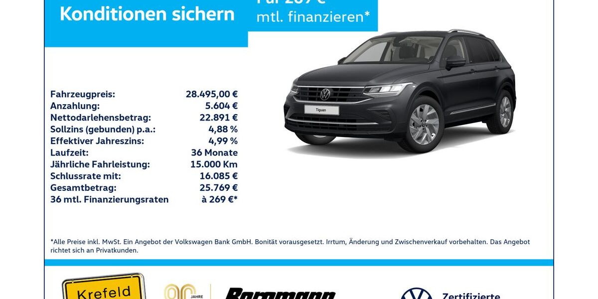 VW Tiguan 50.000 km 23.991 &euro; Krefeld 47803
