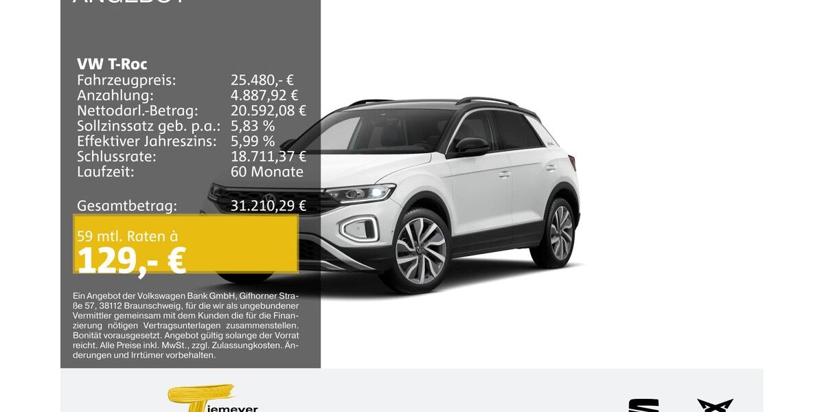 VW T-Roc 21.303 km 24.980 &euro; Gelsenkirchen OT Beckhausen 45899
