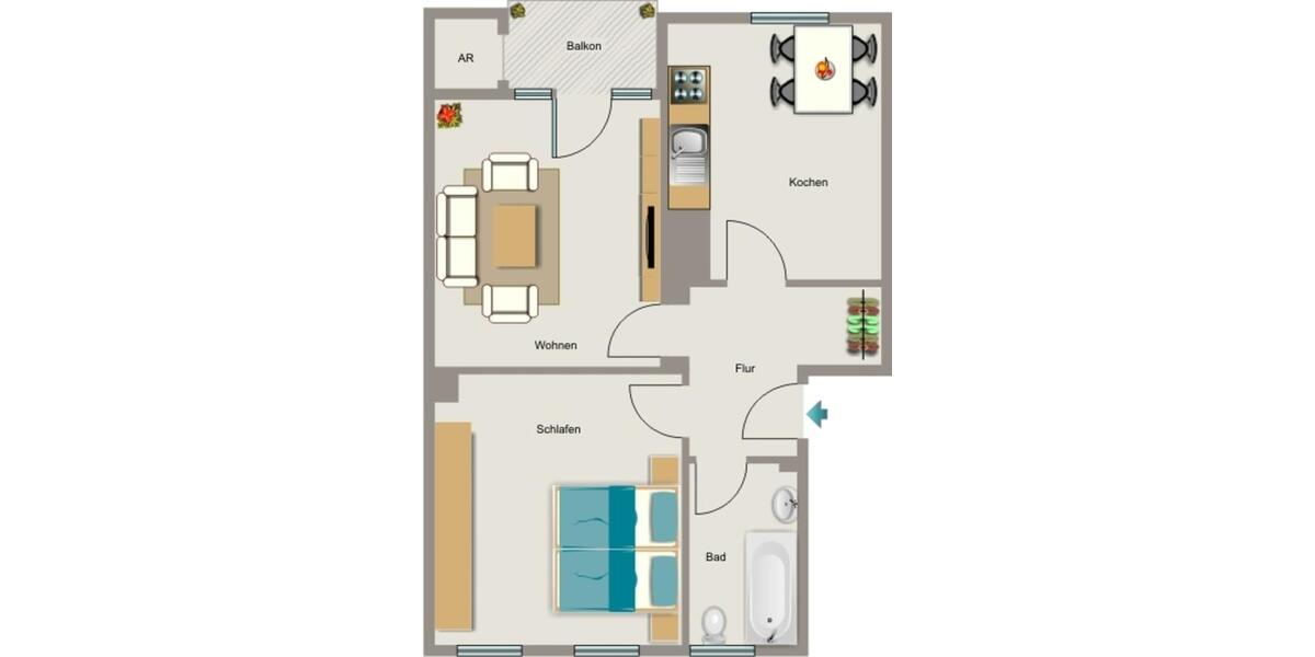 Erdgeschoßwohnung Essen Stadtbezirk III - 2.5 Zimmer, 55 m&sup2;, 481&euro; | Angebot:26470283