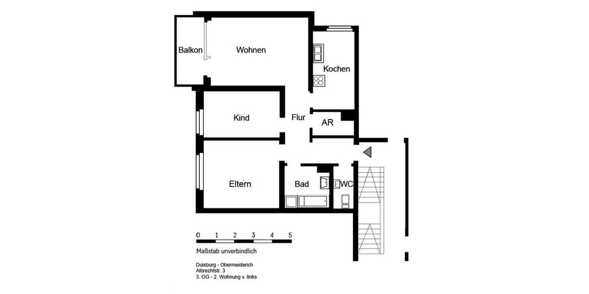 Etagenwohnung Duisburg Ruhrort - 3 Zimmer, 72 m&sup2;, 559&euro; | Angebot:17868249