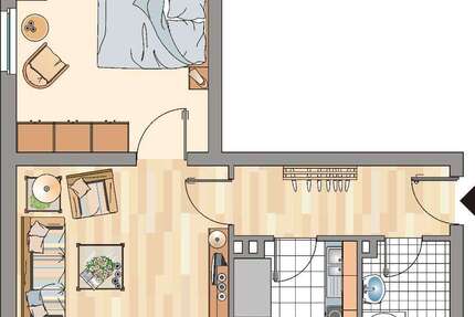 Wohnung Essen Frohnhausen - 2 Zimmer, 48 m&sup2;, 469&euro; | Angebot:26098392