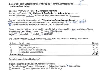 Wohnung Gelsenkirchen Gelsenkirchen-Mitte - 2 Zimmer, 51 m&sup2;, 457&euro; | Angebot:25519551