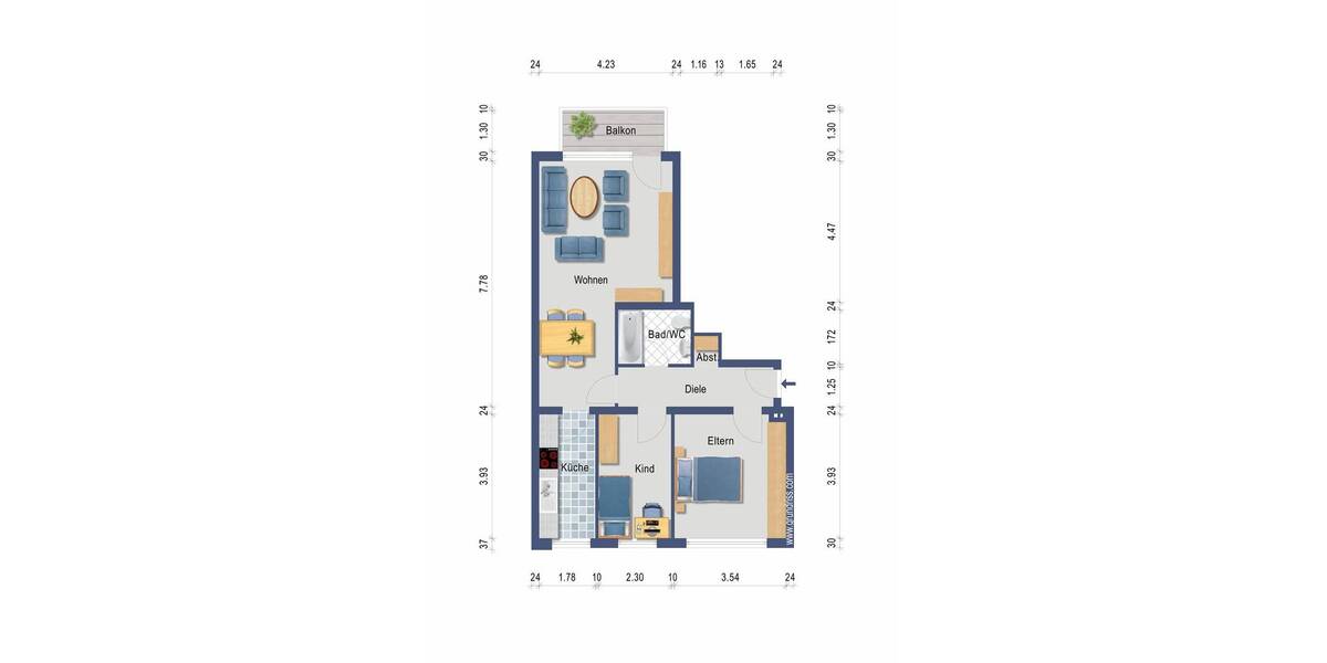 Etagenwohnung Krefeld Fischeln - 3 Zimmer, 70 m&sup2;, 219.900&euro; | Angebot:26807647