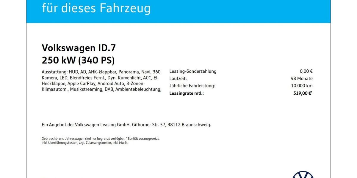 VW ID.7 16.234 km 52.230 &euro; Mülheim an der Ruhr 45481
