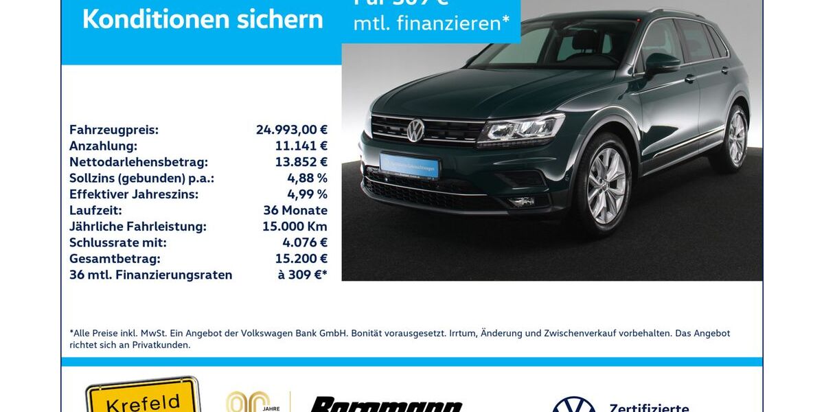 VW Tiguan 53.000 km 23.885 &euro; Krefeld 47803