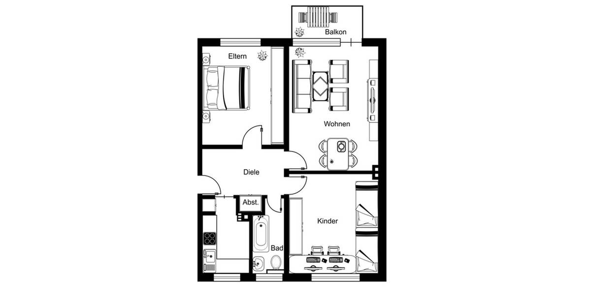 Etagenwohnung Essen Nordviertel - 3 Zimmer, 73 m&sup2;, 730&euro; | Angebot:26137003