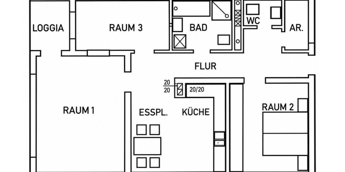 Etagenwohnung Duisburg Rahm - 3 Zimmer, 83 m&sup2;, 249.800&euro; | Angebot:26800114