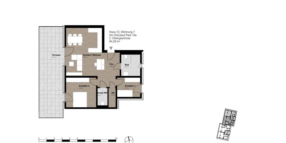 Erdgeschoßwohnung Gelsenkirchen Gelsenkirchen-Nord - 3 Zimmer, 94 m&sup2;, 1.010&euro; | Angebot:25852202