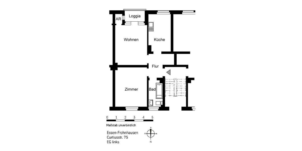 Etagenwohnung Essen Frohnhausen - 2 Zimmer, 51 m&sup2;, 469&euro; | Angebot:27098253